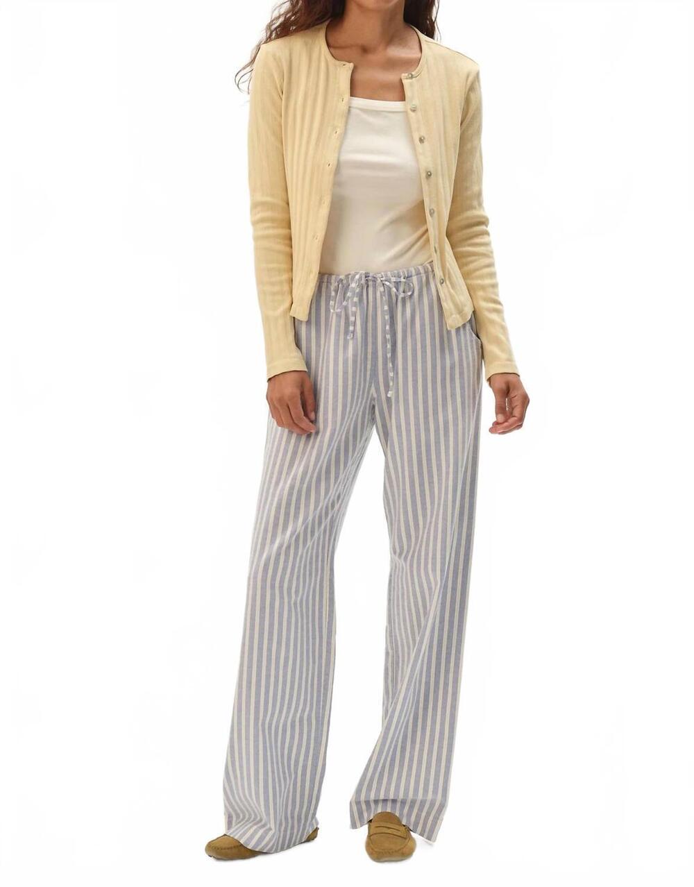 NEW DONNI. oxford pants in butter stripe